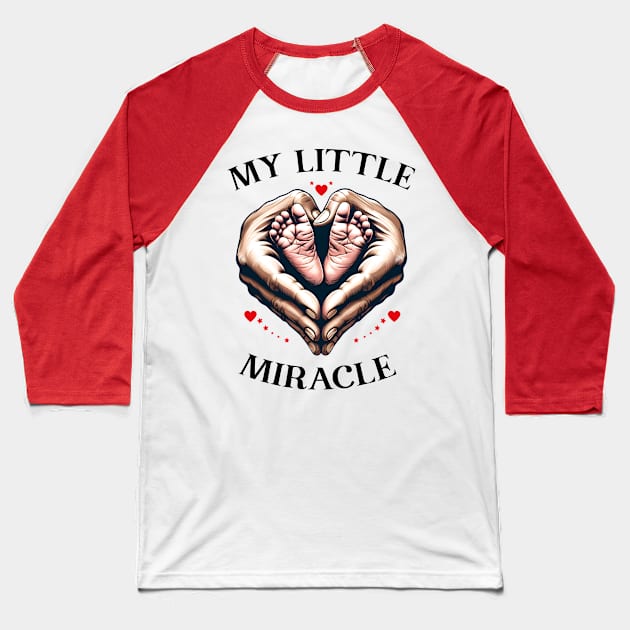 Baby Footprint Footprints Heart Hands Little Miracle Wonder Baseball T-Shirt by Infinitee Shirts